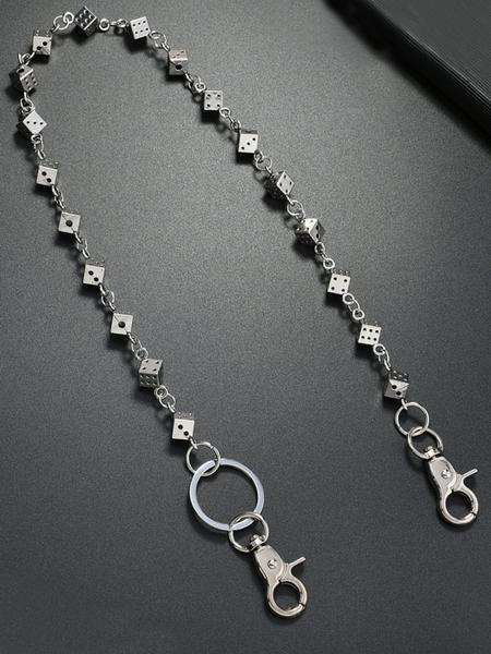 vintage Punk Dice Pants Waist Chain Men Cool Jeans Chain Keychain Wallet Chain Gothic Biker Fashion Accessories Body Piercing Jewelry Adjustable Jewelry