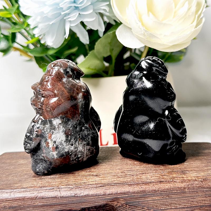 New Arrival Natural Black Obsidian Oogie boogieGhost Carvings Yooperlite Crystal Figurines For Halloween