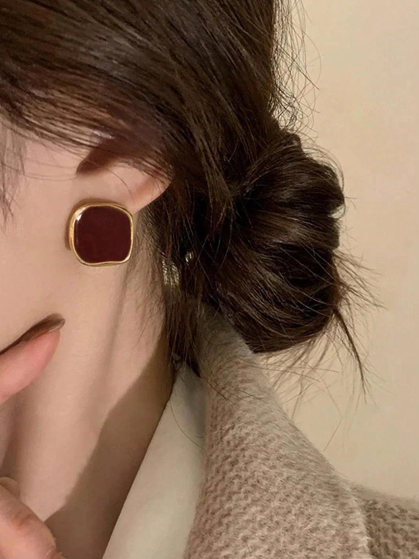 Metallic Square Drip Earrings, Bold Statement Jewelry, Perfect for Daily Wear, Unique Fashion Accessory, Trendy Ear Cuffs