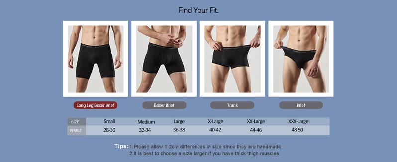 BAMBOOCOOL Men's Long Boxer Briefs 5 Pack - Soft Breathable Comfort Underwear with Lengthened Elastic Waist & No Ride-Up Design for Athletic Performance Menswear Activewear Sport