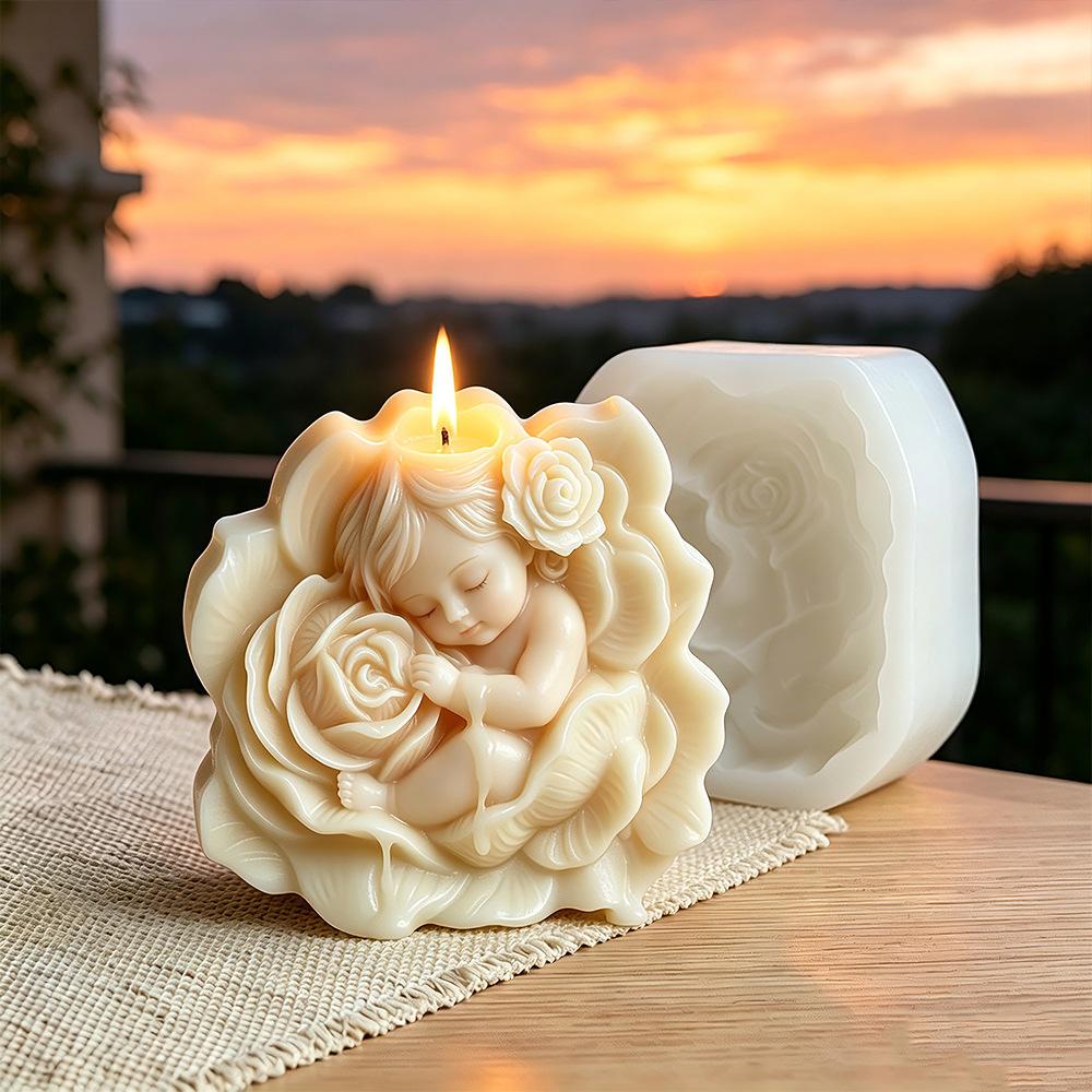 3D Rose Silicone Candle Mold, Large Flower Candle Soap Making Mould for DIY Handmade Aromatherapy Wax Melts, Reusable Rose Shaped Resin Chocolate Ice Cube Craft Supplies, Home Decor Ornament Mold for Adults Beginners