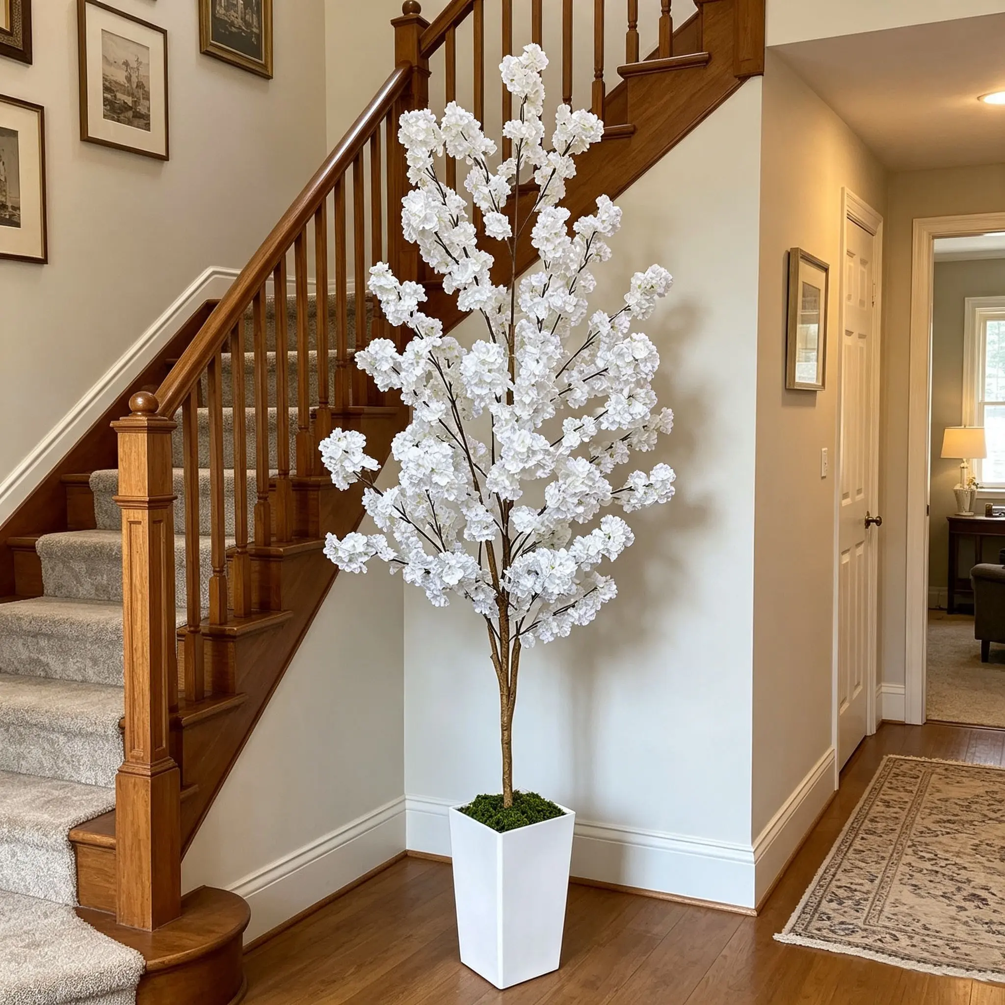 1Pcs 105-220cm Artificial Cherry Tree, Sakura Fake Plant Decor for Home, Balcony, Festivals, Weddings, Indoor/outdoor Use, Perfect for housewarming, Valentine's Day, Christmas