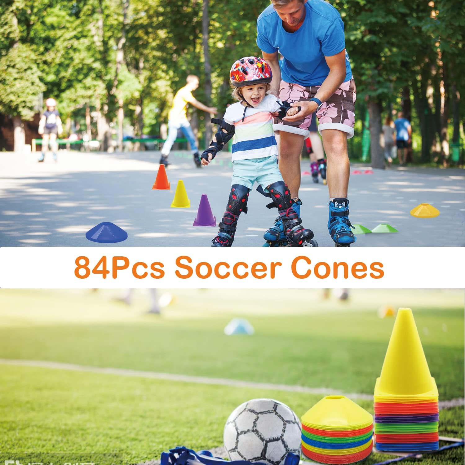 Soccer Cones Set, 84Pcs 9" Cones Sports + Disc Cones, Cones for Sports with Carry Bag, Training Cones, Soccer Cones for Training, Plastic Soccer Cones for Drills