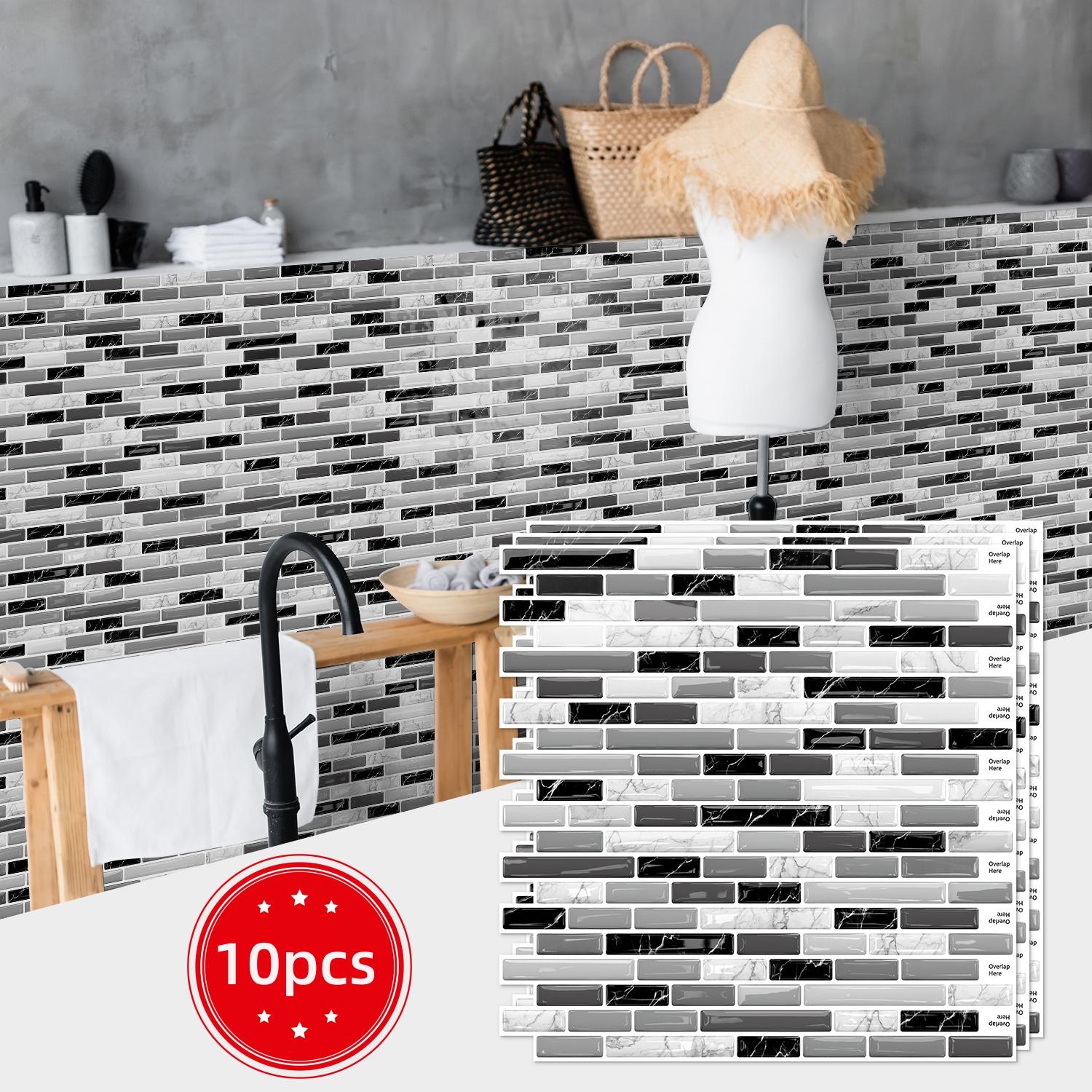 (6pcs/10pcs) Peel and stick removable wall kitchen splashback tiles, 30.5 cm x 30.5 cm self-adhesive marble wall tiles, for kitchen and bathroom