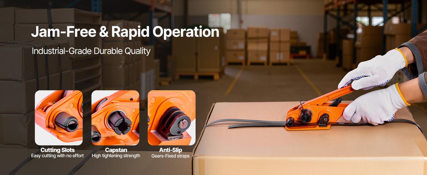VEVOR Banding Strapping Kit, Heavy Duty Banding Sealer Tool with 2000 ft PET Band, 600 Metal Seals, 200 Corner Protectors, Plastic Pallet Packaging Strapping Kit for Warehouse, Transportation, Home