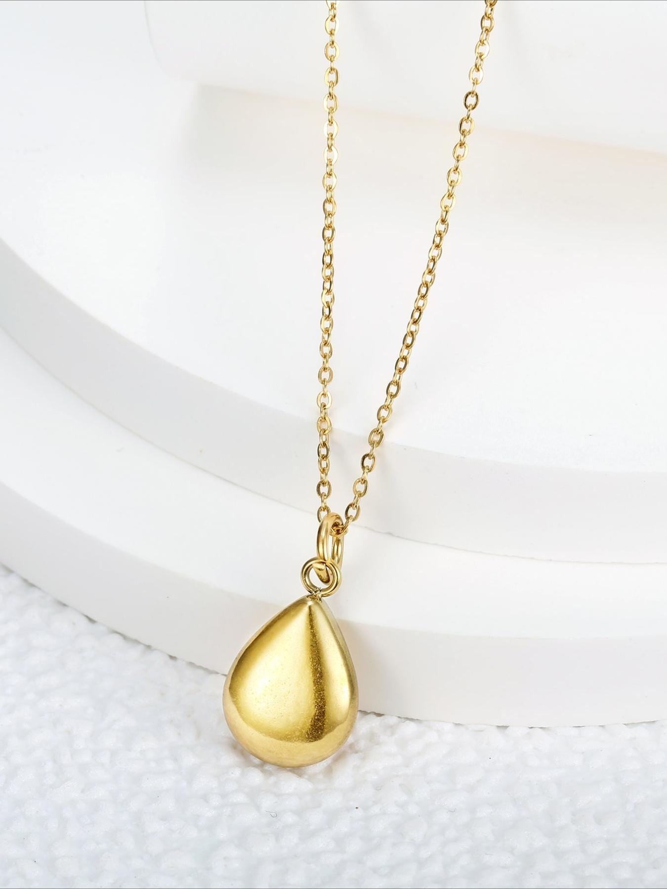 Retro Smooth Water Droplet Pendant Necklace Made of Stainless Steel, Hypoallergenic and Colorfast, with A Niche Design, Light Luxury and Versatile Necklace, Suitable for Daily Commuting and Dating Accessories