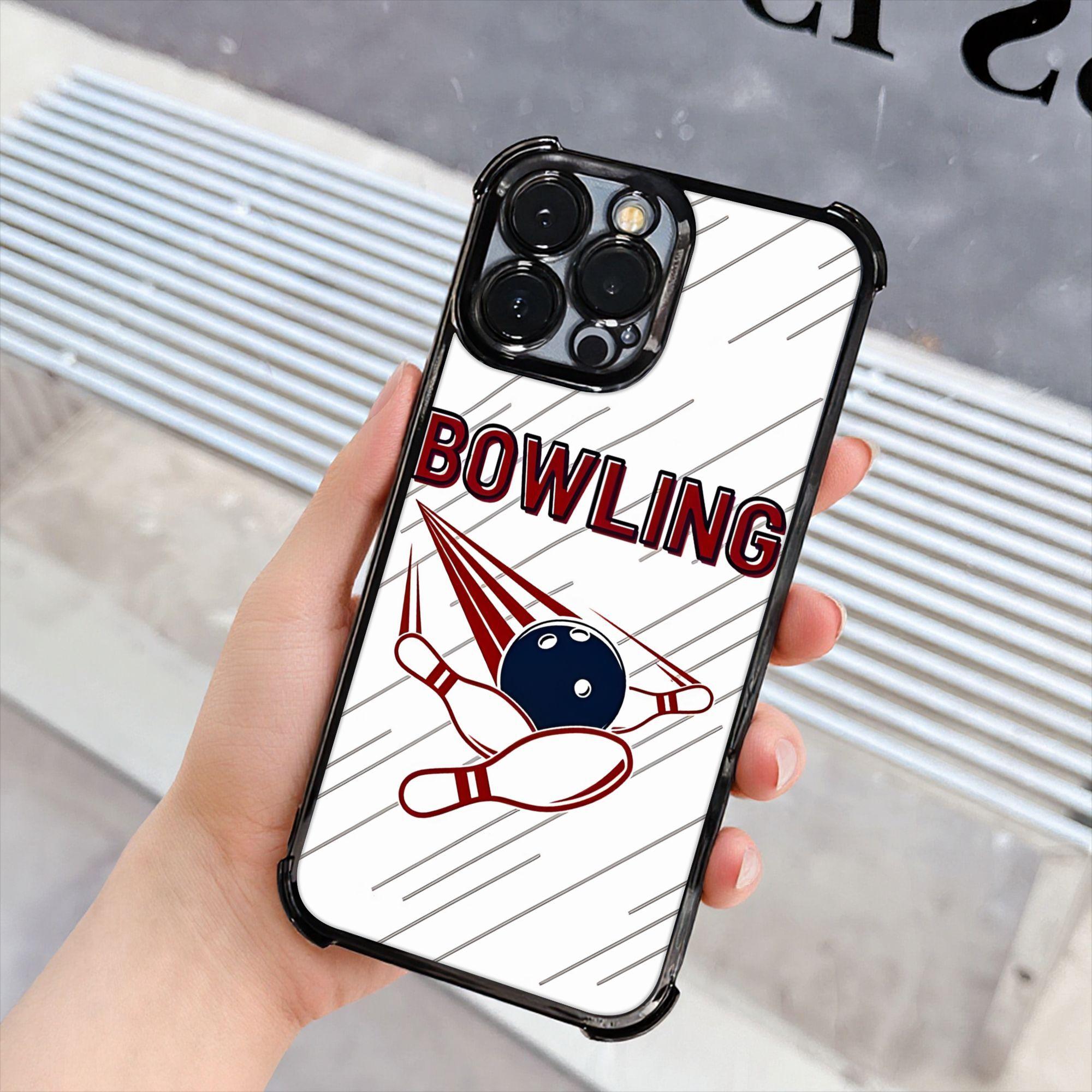 Phone Case: 1 PC Bowling Phone Case Bowling Lover Electroplating Process Protective Cover with Reinforced Cushioning And Collision Prevention Suitable for iPhone Various Models17 16 15 14 13 Pro Max Cover