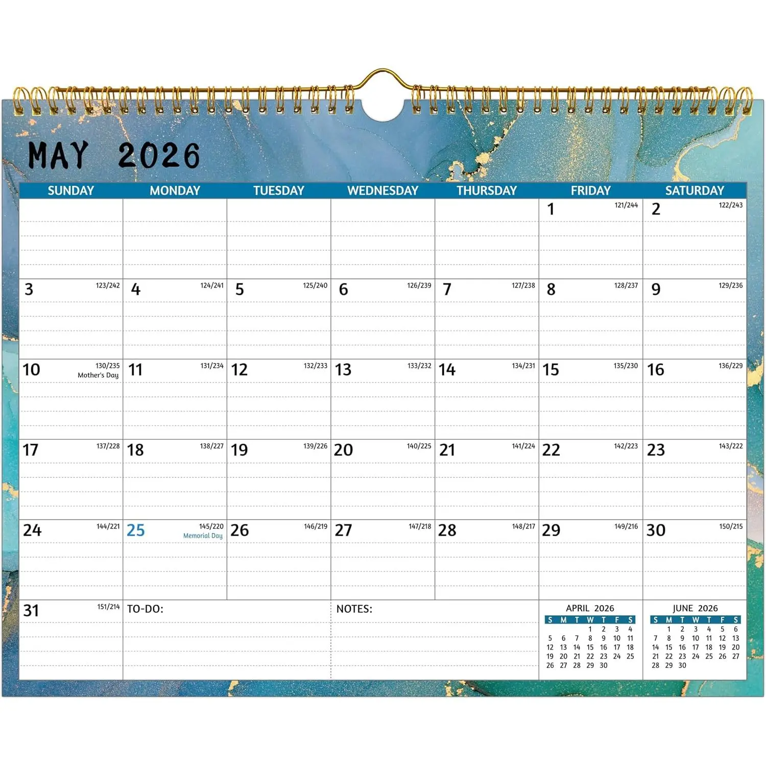 Wall Calendar 2026-2028 – 2 Year Calendar 2026-2028, May 2026 – Apr 2028, 14.57 x 11.42 In, 2026 Calendar 24 Months, Monthly Calendar 2026, with Ruled Blocks, Thick Paper, Holidays, To-do List & Notes