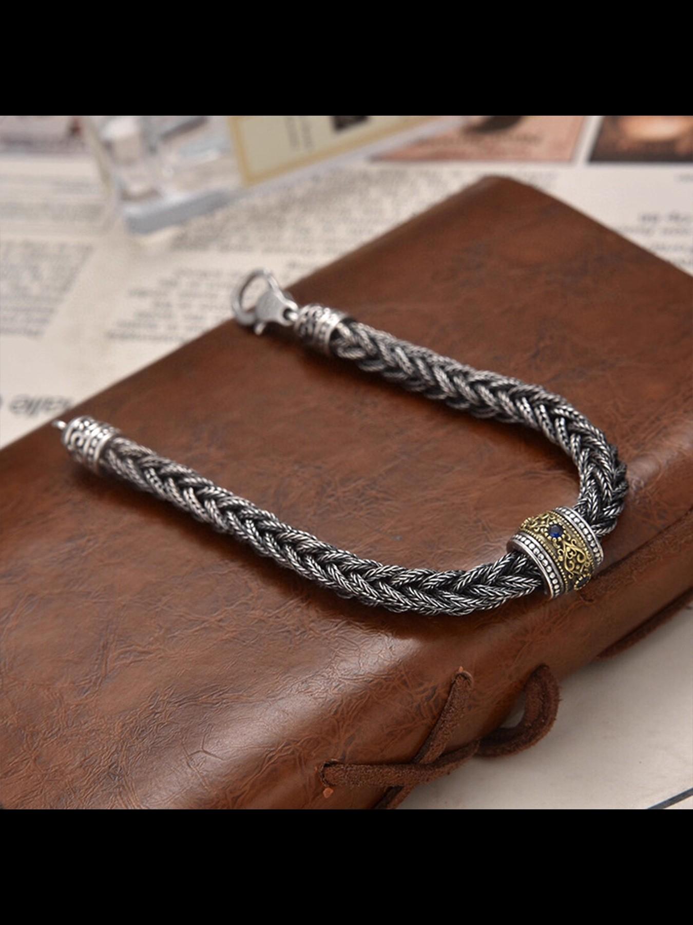 New Fashion Versatile Handmade Braided Fox Tail Square Bracelet Bead, Unisex High-End Romantic Couple Jewelry, All Seasons Casual Style