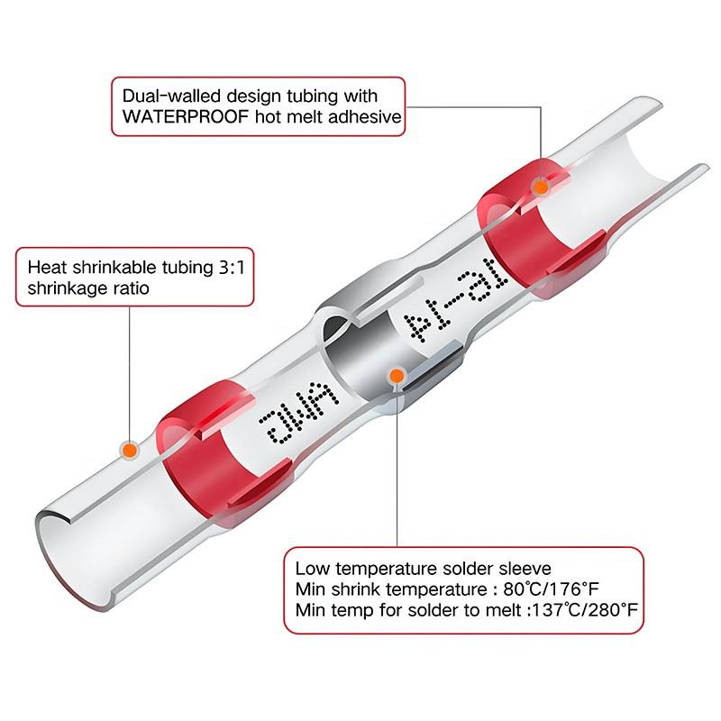 120pcs Waterproof Solder Seal Wire Connectors-Heat Shrink Insulated Electrical Terminals