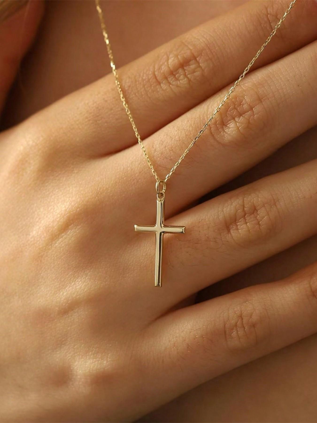 Women's Cross Necklace, Minimalist Religious Jewelry, Ideal for Daily or Outdoor Wear, Perfect Christian Women's Gift