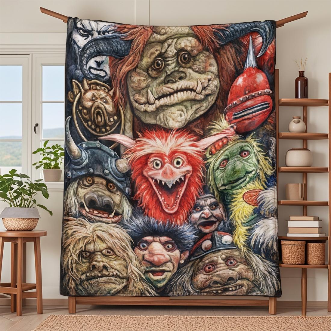 Labyrinth Movie Pattern Blanket, Soft Knitted Fabric Multi-Size Warm Blanket, Home Decor, Comfortable Fashion Design, All Seasons Use, Cozy Throw Blanket