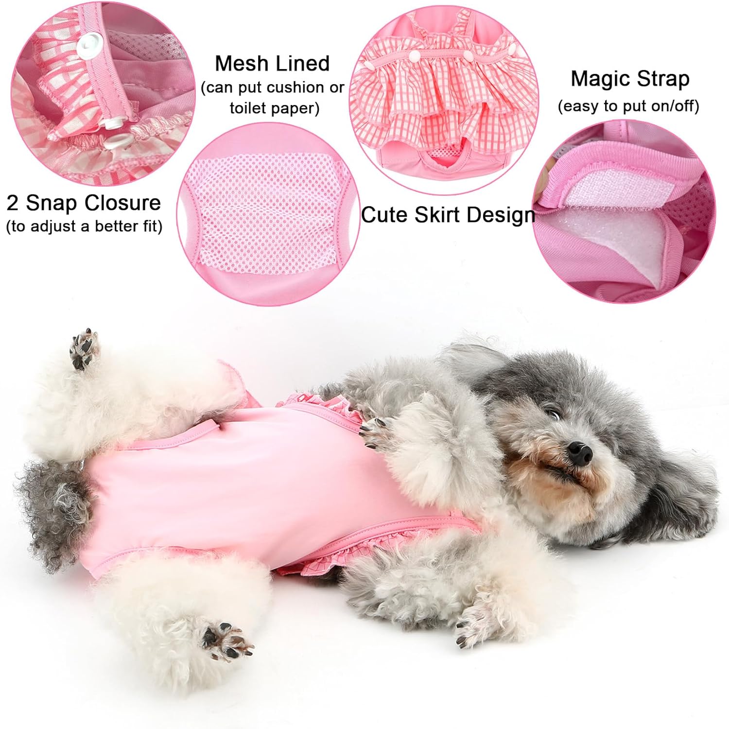Small female dog diaper, adjustable straps, reusable puppy hygienic diaper underwear, suitable for dogs in heat such as Chihuahuas, Yorkies, etc.