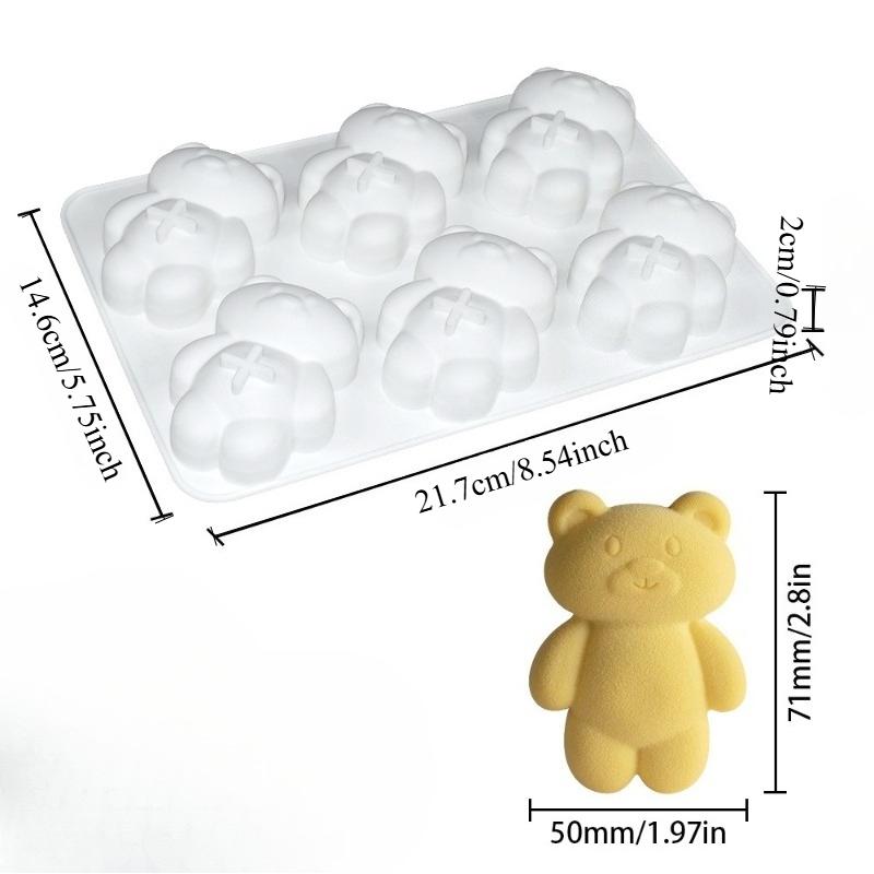 1pc bear-shaped silicone cake mold, 6-hole cute classic healing design, non-stick, easy to demold, suitable for home baking of commemorative chocolate, cakes, cute dessert creative tool