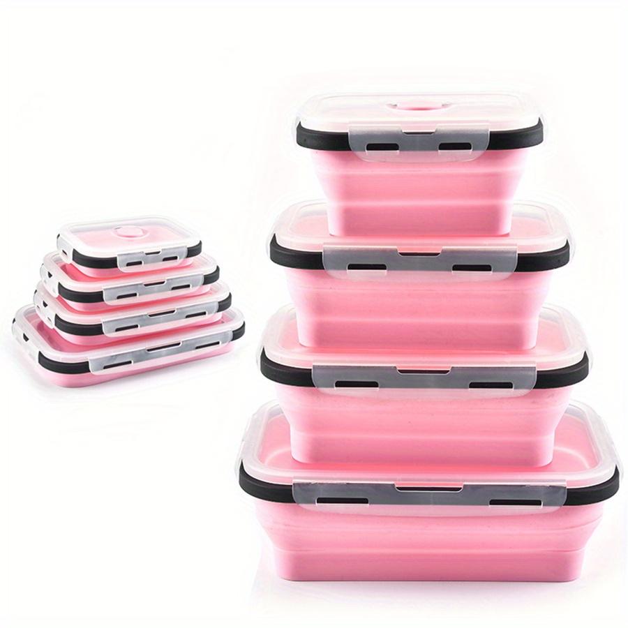 Silicone Collapsible Lunch Box Set, Space-Saving Design with Lids, Portable & Multi-size Containers for School, Office, & Travel