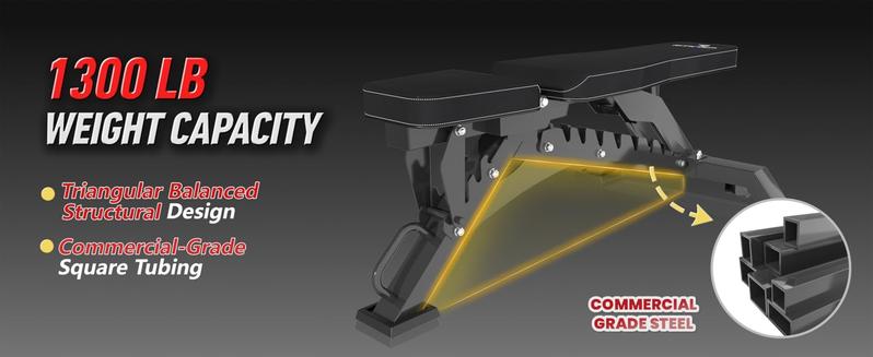 RitKeep 1300lbs Heavy Duty Weight Bench, Adjustable Weight Bench Workout Bench Press Set for Home Gym Strength Training, Portable Incline Bench with Wheels for Full Body Fitness