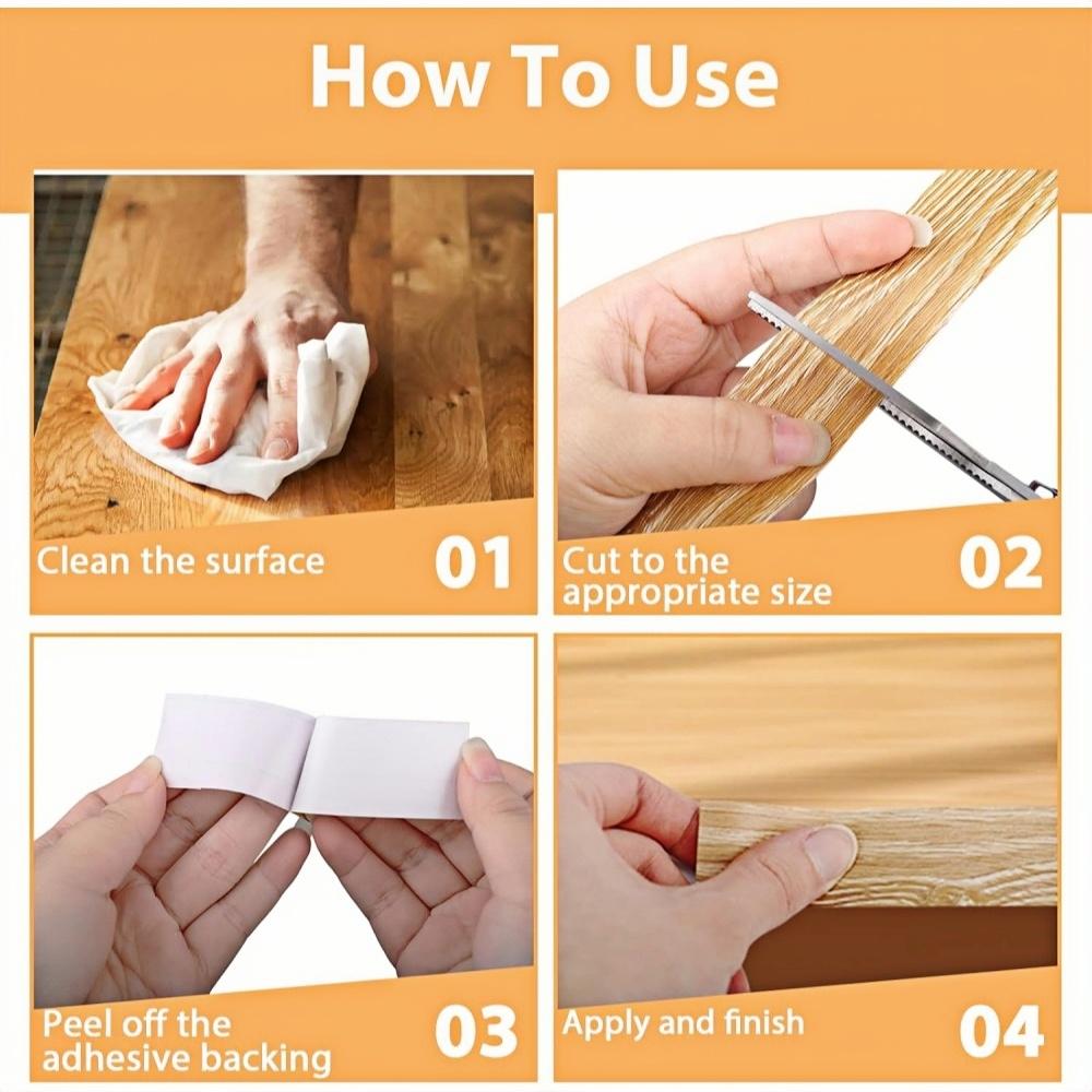 1pc 3cmx10m Self-adhesive Wood Grain Edges Banding Strip, Self-Adhesive PVC Furniture Edges Tape， Flexible Wood Grain Tape, Suitable for Cabinet Edges, Furniture, and Photo Frames