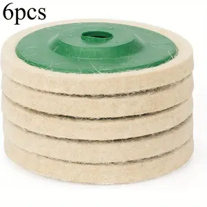 6pcs High-Density Wool Felt Polishing Buffing Wheel Set - Compatible with Rotary Tools - Fabric Construction for Precision Finishing - Ideal for Metal, Glass, and Wood, Rotary Tool Accessories | Precision Finishing Pads | Durable Buffing Wheels