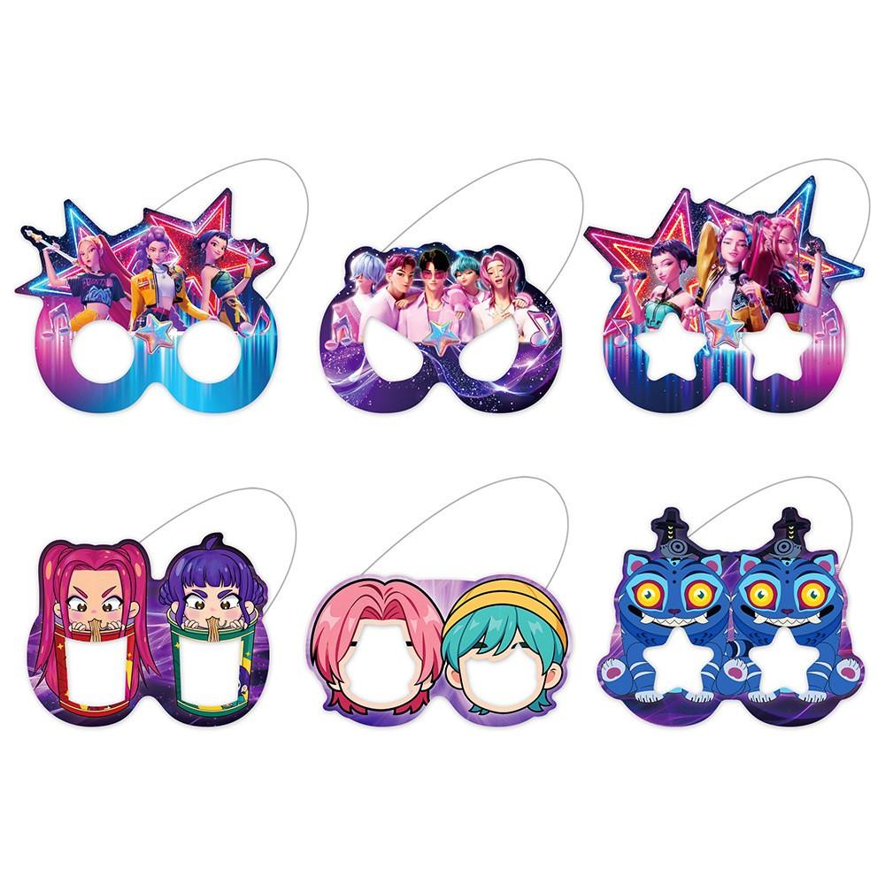 Korean Cartoon Girl Group Birthday Party Gift Set, 5 Pieces, Includes Game Cards, Bracelets, Keychains, Party Glasses, Badges