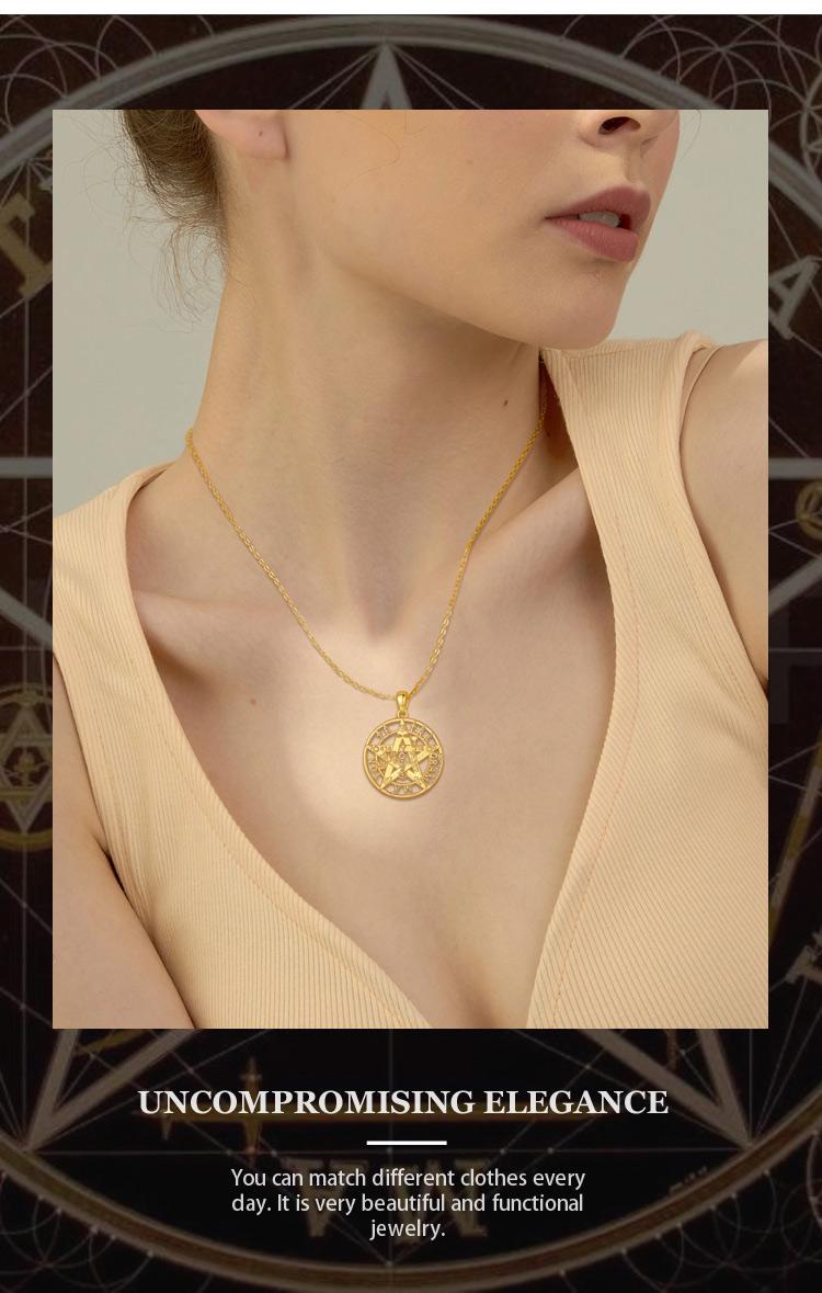 Vintage 925 Sterling Silver Tetragrammaton Necklace, Spiritual Pentagram Pendant with Hebrew Script, Amuleto de Proteccion, YHWH Jewelry Gift