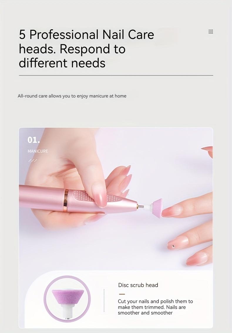 New Nail Drill Machine USB Rechargeable Portable Lightweight Compact Electric Nail File, Nail Trimmer File, Nail Grinding Tool, Manicure Pedicure Tool for Smooth Nails, Easy to Use at Home or Salon