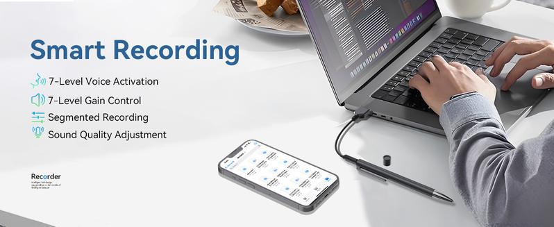 Professional Voice Recorder for Lectures Meetings,Digital Voice Activated Recorder with Playback,64GB(4400Hrs) Dictaphone Audio Recording Device with AI Noise Cancellation,Support OTG