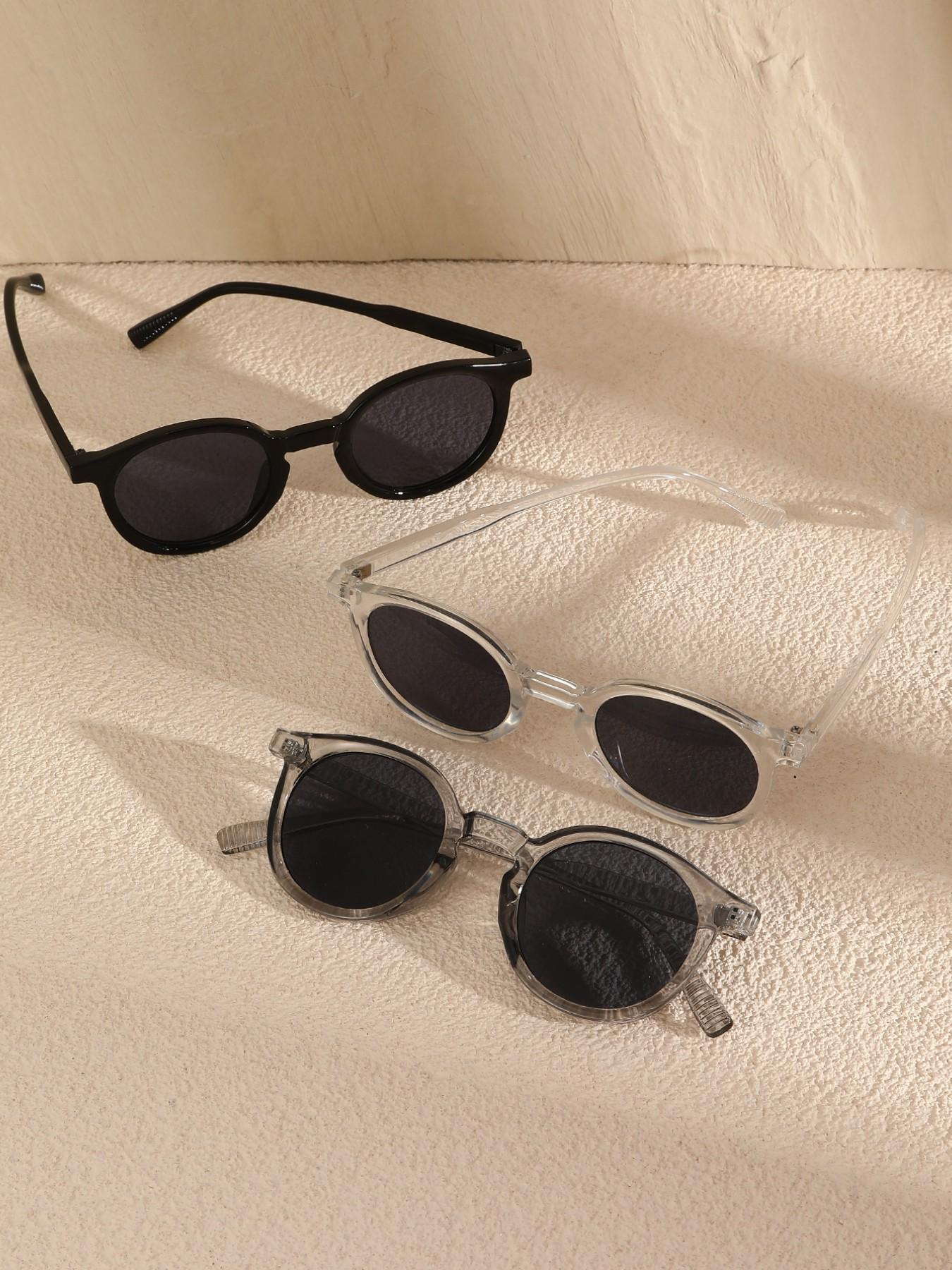 3 Pairs of Simple Modern Round Frame Men's Trendy Styling Sunglasses, Perfect for Business Attire, Ideal for Outdoor Leisure Activities
