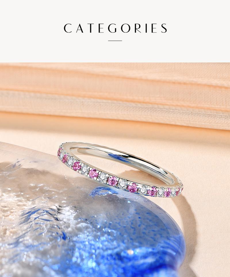 Stackable Synthetic Moissanite Ring for Women Pink and Blue Saphire Wedding Band Fine Jewelry For Anniversary Party Gift R061 Stackable Synthetic Moissanite Ring for Women Pink and Blue Saphire Wedding Band Fine Jewelry For Anniversary Party Gift R061