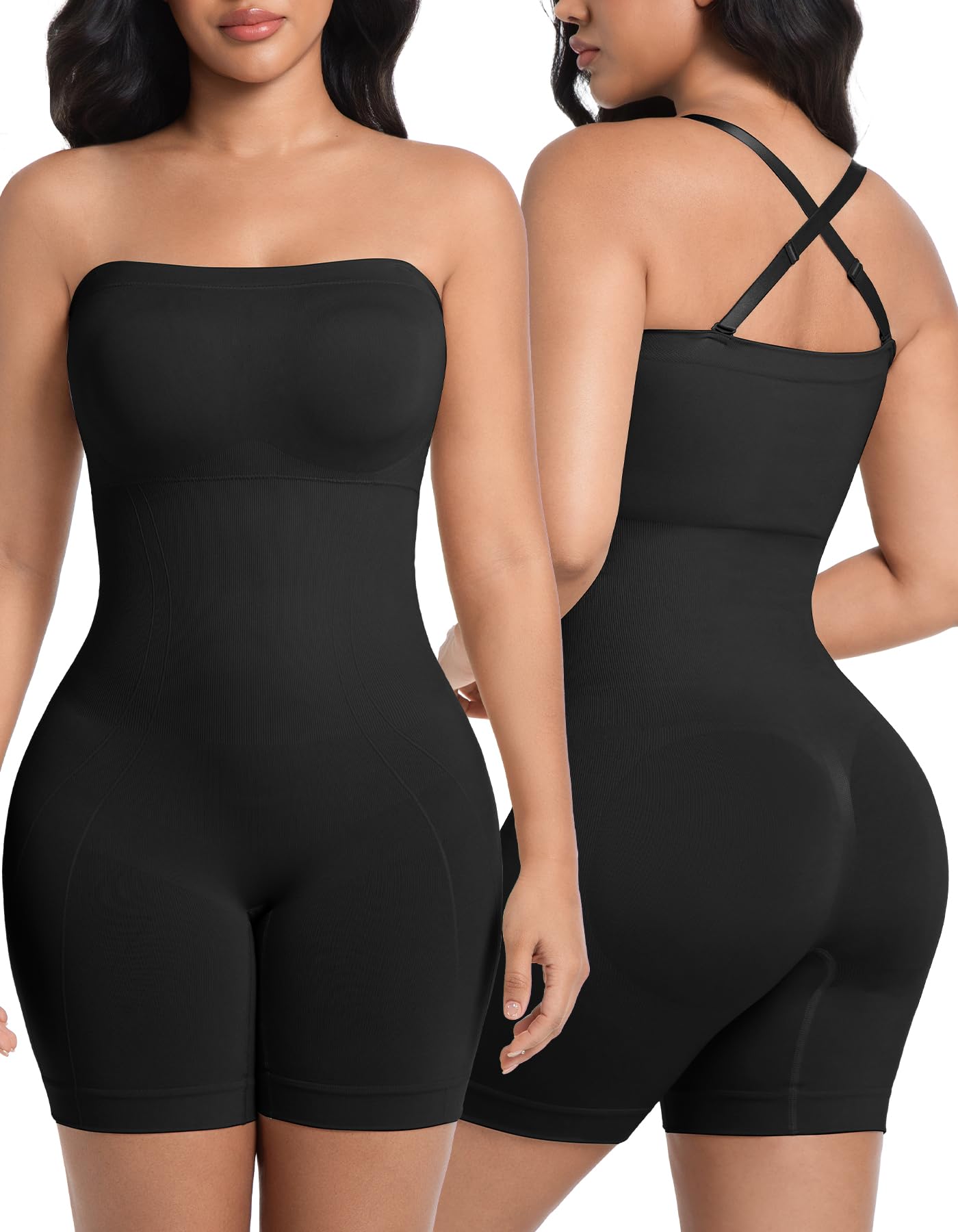Women's Strapless Shapewear Bodysuit, Seamless Faja Style Waist Trainer with Built-in Bra for Tummy Control & Body Contouring, Casual, Waist Trainers, Shapewear For Women, Bodysuit For Women