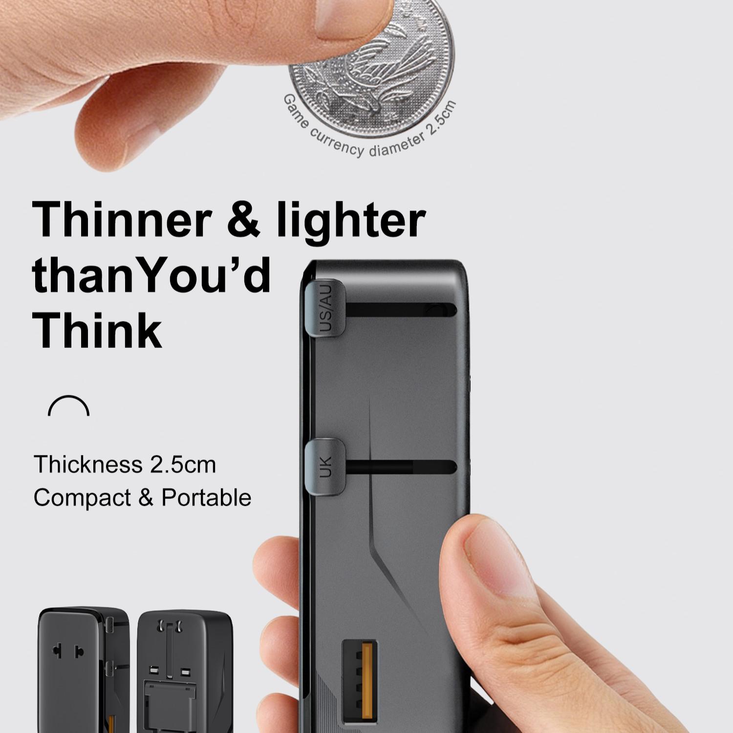 35w Gan Universal Travel Adapter, 1a2c Fast Charging, Multi-Port Charger, Compatible with Uk Us Eu Au Plugs, Ideal for Business Trips