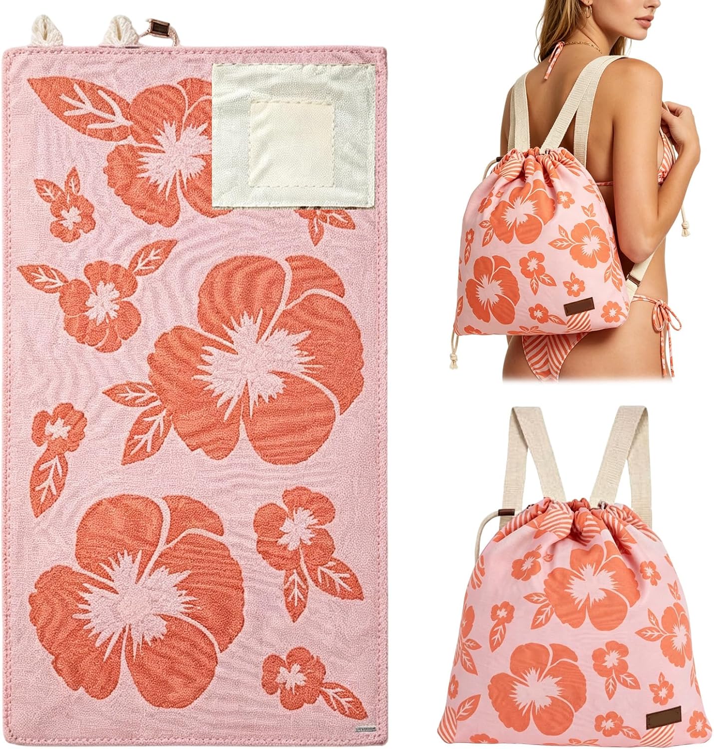 2026 New 2 in 1 Convertible Backpack Towel, Oversized Microfiber Beach Blanket with Inner Zip Pocket, Sand Free, Lightweight and Quick Dry for Beach and Travel