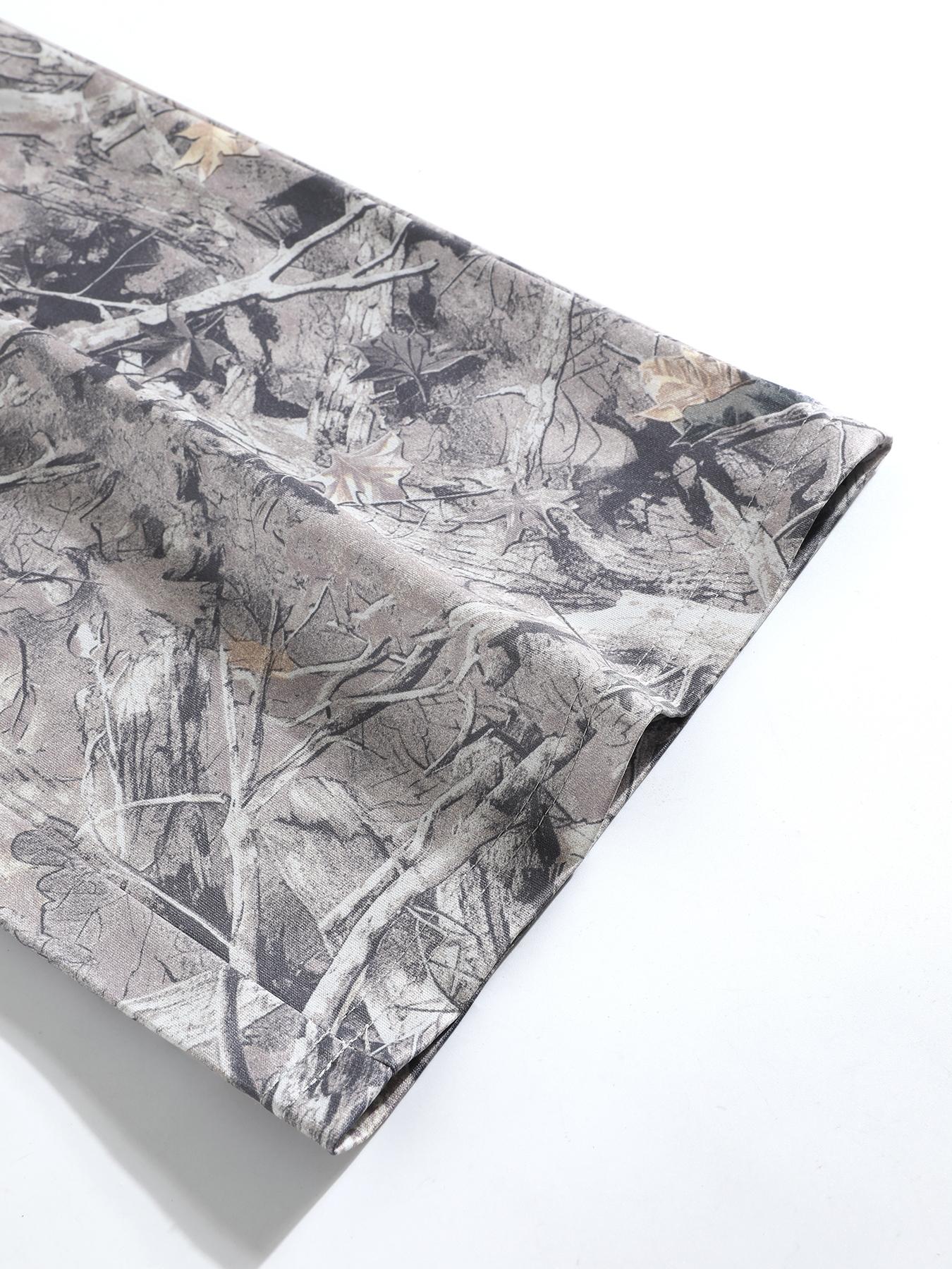 Women's Vintage Street Style Camo Knit Loose Sports Pants, Drawstring Waist, Summer Branch Print, Casual Wide Leg, All Seasons, Camo Sweatpants