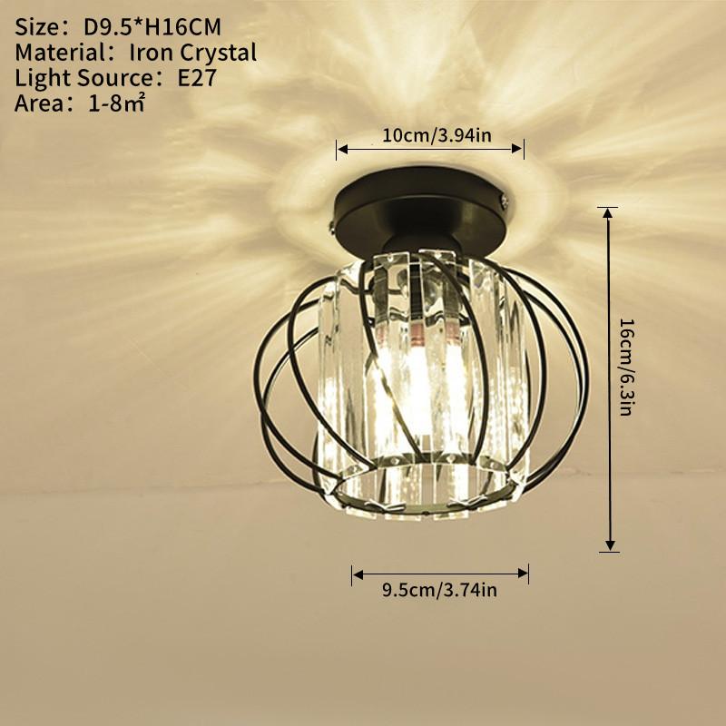 /gold Corridor Light, Nordic Modern Minimalist Entryway Balcony Lamp, Trendy Luxury Crystal Ceiling Light, No LED Bulb Included