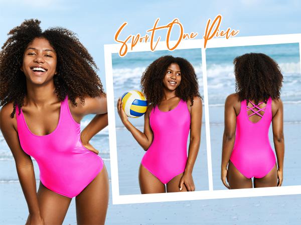 Tempt Me Athletic Women One Piece Swimsuits Sport Training Bathing Suits Slimming Criss Cross Teen Girls Swimwear