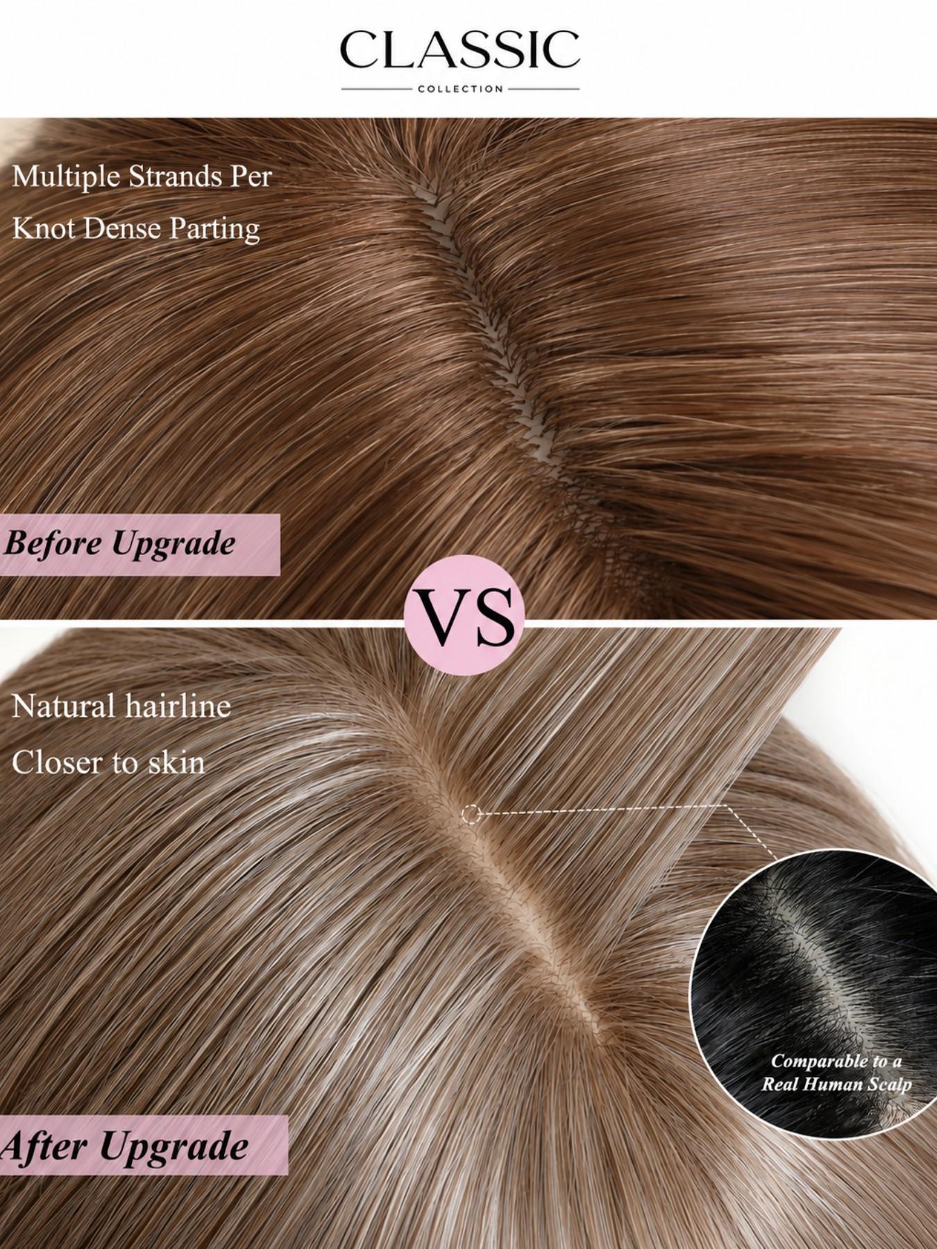 Large Size Mechanism Realistic Scalp Wig, Synthetic Material Wigs, Multiple Styles Parting, Durable and Easy to Maintain, Natural Look Invisible Crown Hairstyle