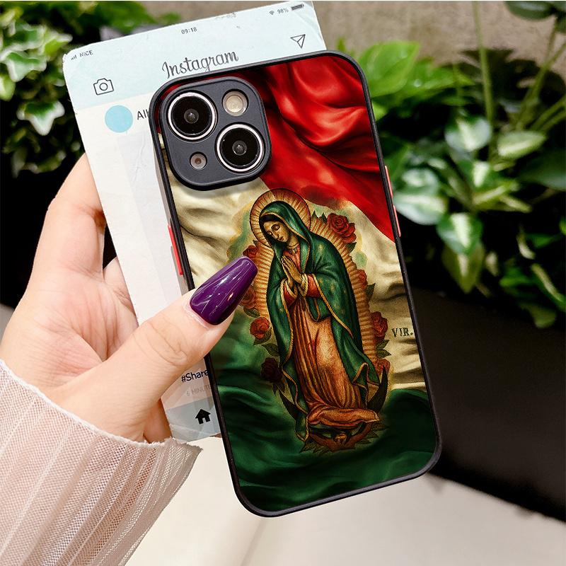 Sacred Virgin of Guadalupe in Prayer Matte texture semi-transparent drop-proof and scratch-resistant protective case suitable for iPhone 17 Pro Max 17 17 Air 16 Pro 15 Plus 14 13 12 11 XS Max X/XS An excellent gift choice, Religious Phone Case, Smartphone