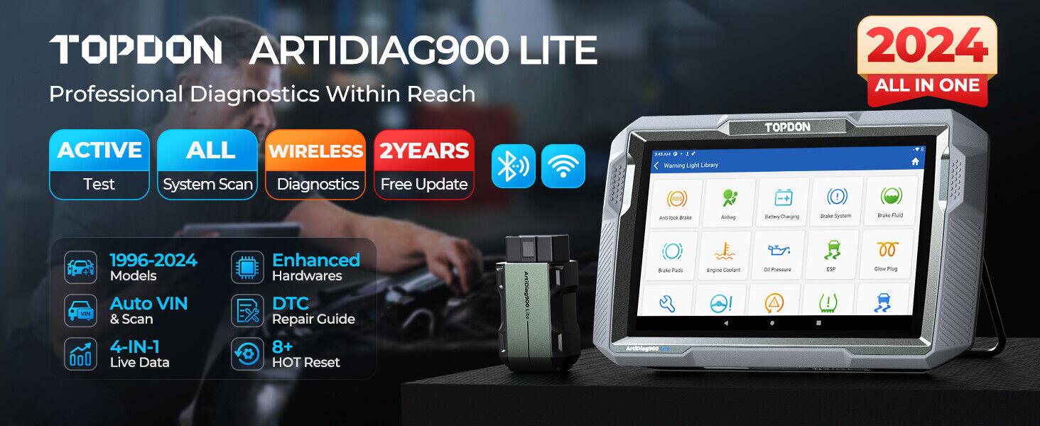 TOPDON ArtiDiag900 Lite Automotive Diagnostic Scan Tool for Full System, Wireless OBD2 Scanner for Car with Active Test, FCA AutoAuth AutoVIN, 2 Years Free Update TOPDON ArtiDiag900 Lite Automotive Diagnostic Scan Tool for Full System, Wireless OBD2 Scanner for Car with Active Test, FCA AutoAuth AutoVIN, 2 Years Free Update