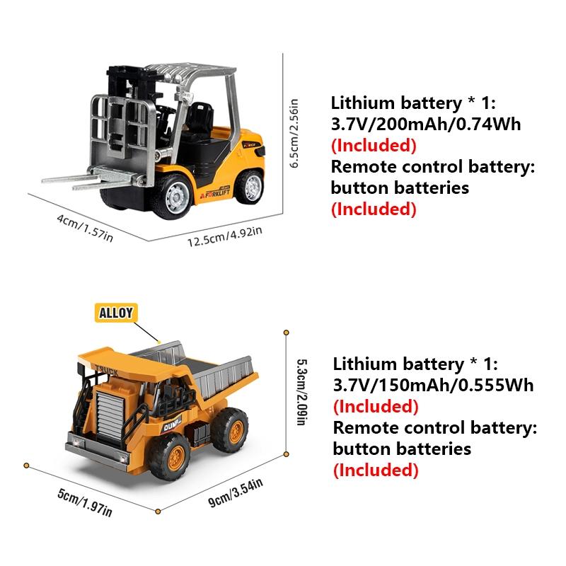 Mini Dump Mini Forklift Toy, 1:64 Scale Truck Remote Control Car with Lights, Electric Construction Vehicle Toy, Fun Birthday Christmas Gifts