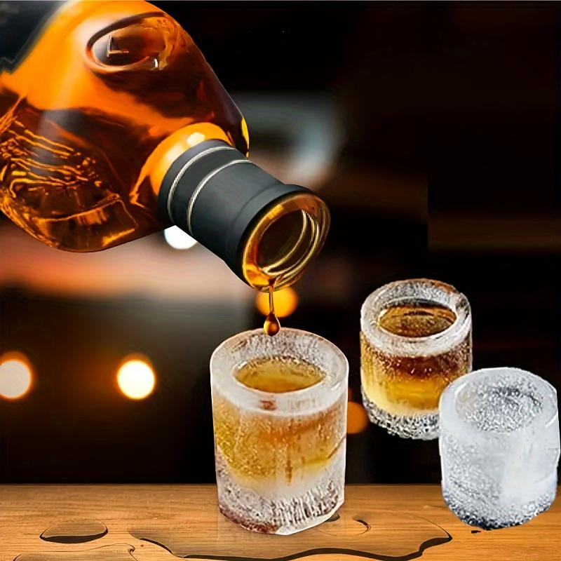 1pc Shot Glass Ice Mold Tray - 4 Cavities, Reusable Whiskey Glass Cubes, Perfect for Cocktails & Beverages, Kitchen Bar Accessory