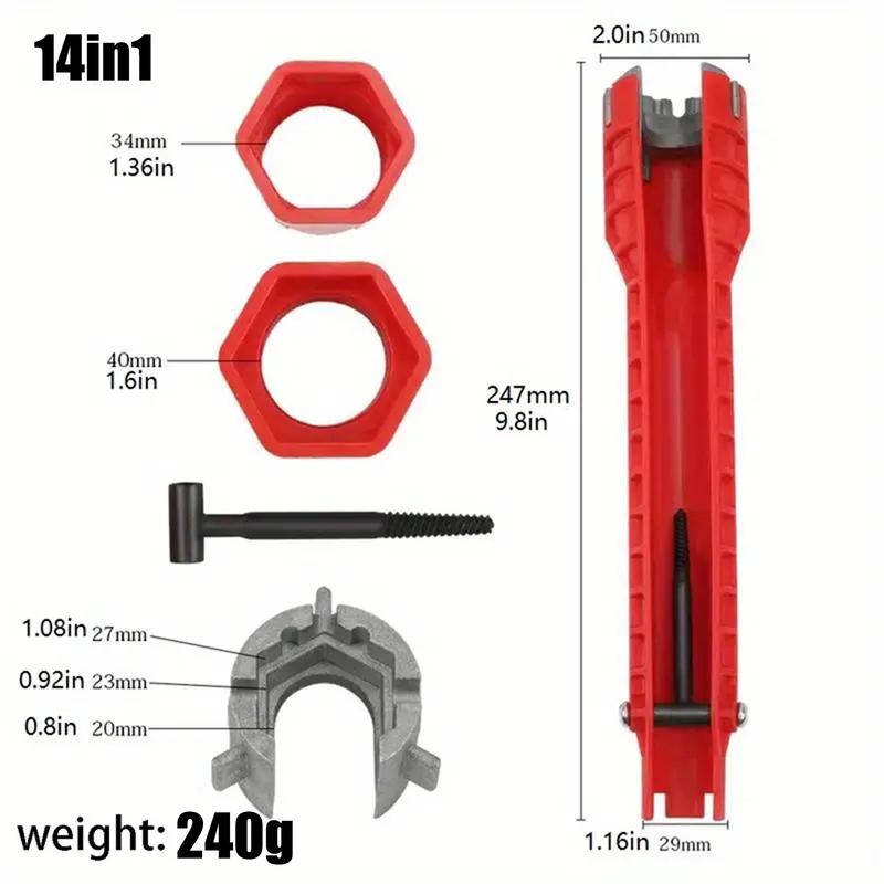 14 in 1 Multi-functional Sink Wrench,Bathroom Water Pipe Faucet Installation Repair Tool,Suitable for Hotel,restaurant,commercial,Cool Mechanic Tools. 14 in 1 Multi-functional Sink Wrench,Bathroom Water Pipe Faucet Installation Repair Tool,Suitable for Hotel,restaurant,commercial,Cool Mechanic Tools.
