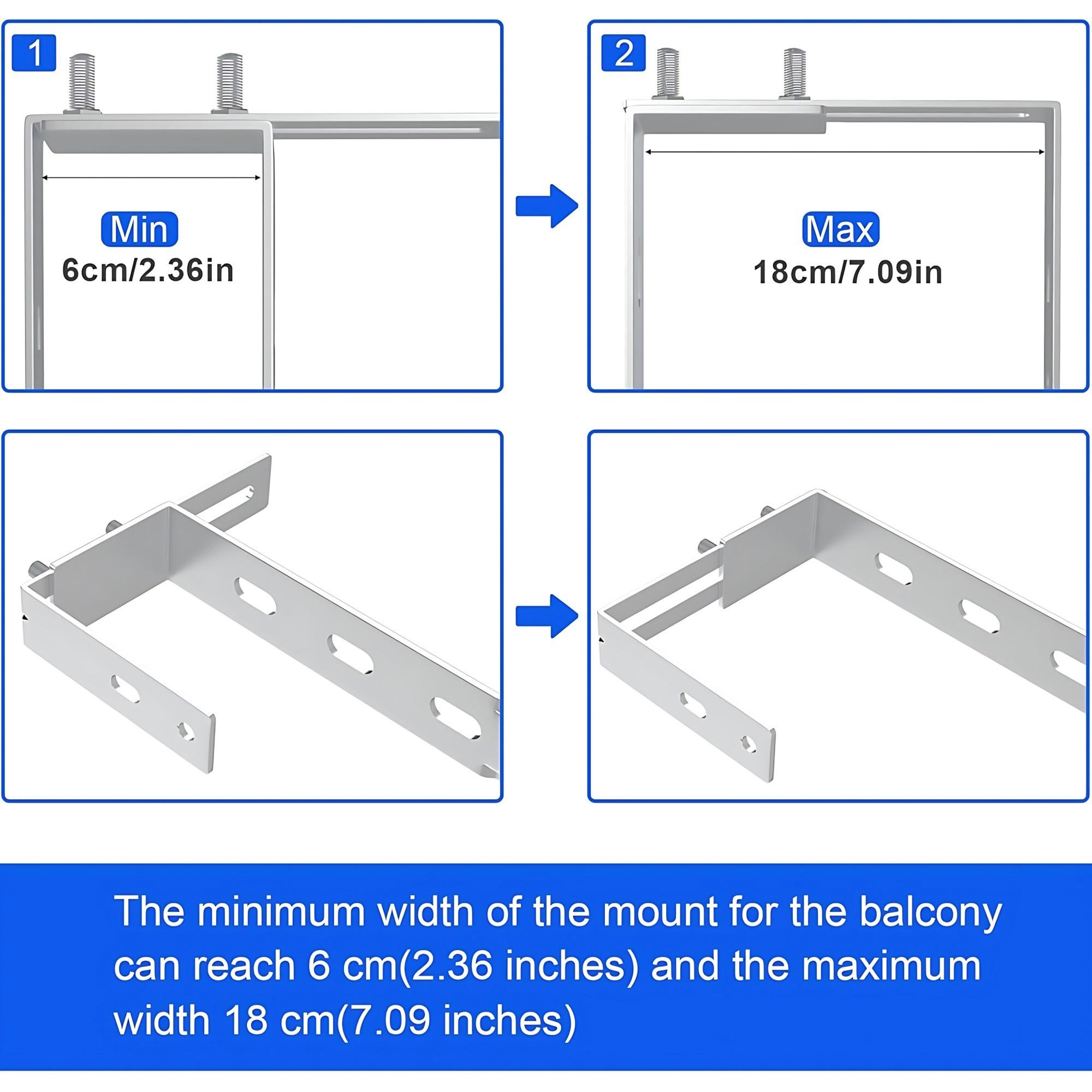 Balcony Solar Panel Mounting Bracket Kit, No-Drill Hooks for Square Railings, Rust-Proof & Damage-Free, Easy Installation for Home PV Systems. Efficient & Durable Balcony Solar Mounts.