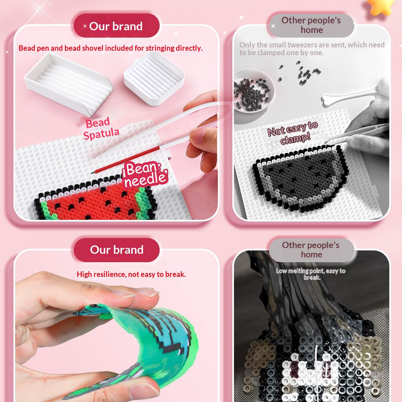 Fuse Beads Kit(including iron) , 3D Pixel Puzzle Melting Beads Set with Pegboards, Ironing Paper, Tweezers & DIY Accessories, Home School Arts & Crafts Kit for Girls, DIY Jewelry Accessories,Teacher appreciation gifts,Graduation party gifts