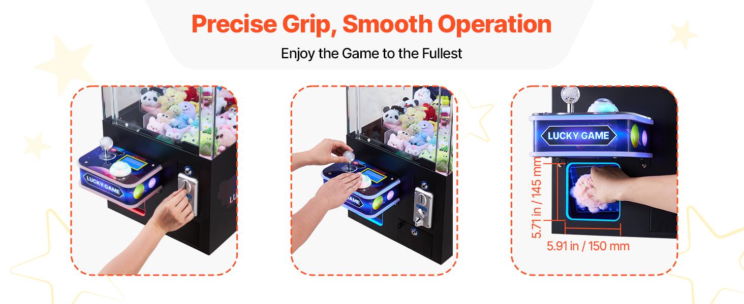 VEVOR Claw Crane Machine, Medium-Sized Arcade Game Machine with Light Sound, Adjustable Steel Claws, Precise Toy Candy Grabber Prize Dispenser Vending Toy, for Commercial Home Cinema, Black Purple