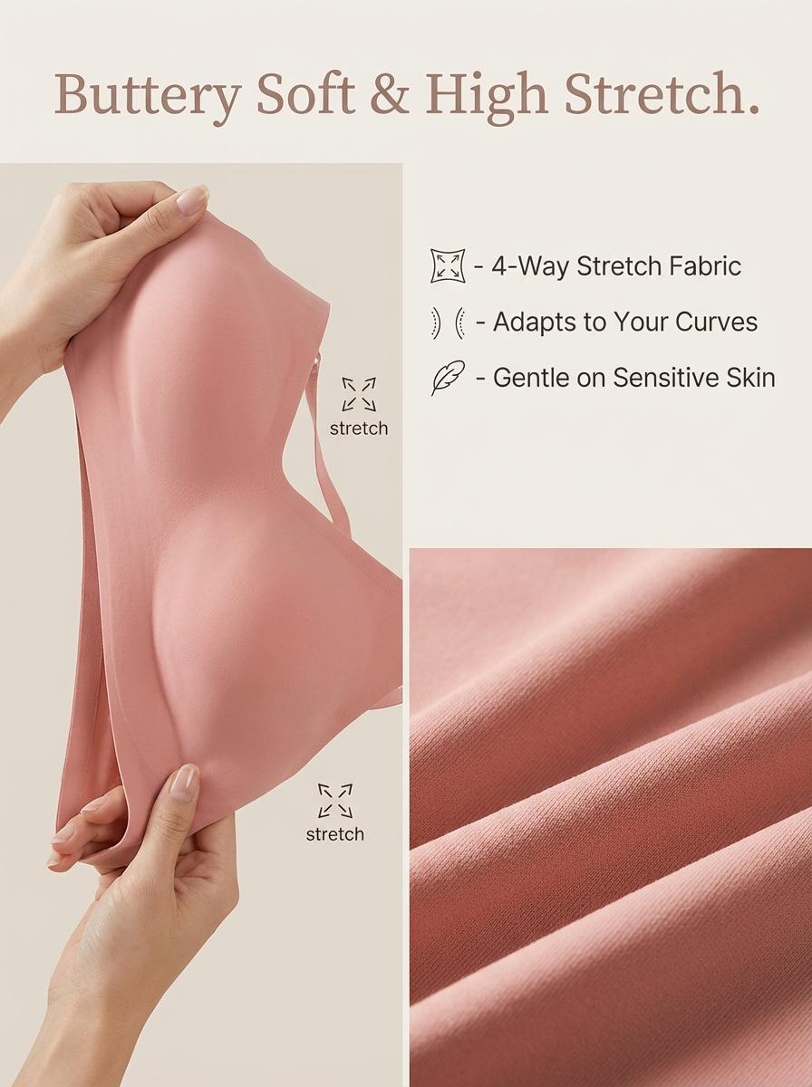YOUKA Women's Valentine's Day Solid Wireless Seamless Supportive Bra, Autumn Winter Printed Bras, Soft Breathable Comfort Versatile Casual Style, Women's Underwear for Daily Wear Mother’s Day Love Mom Plan | Spring New Arrivals Limited Benefits