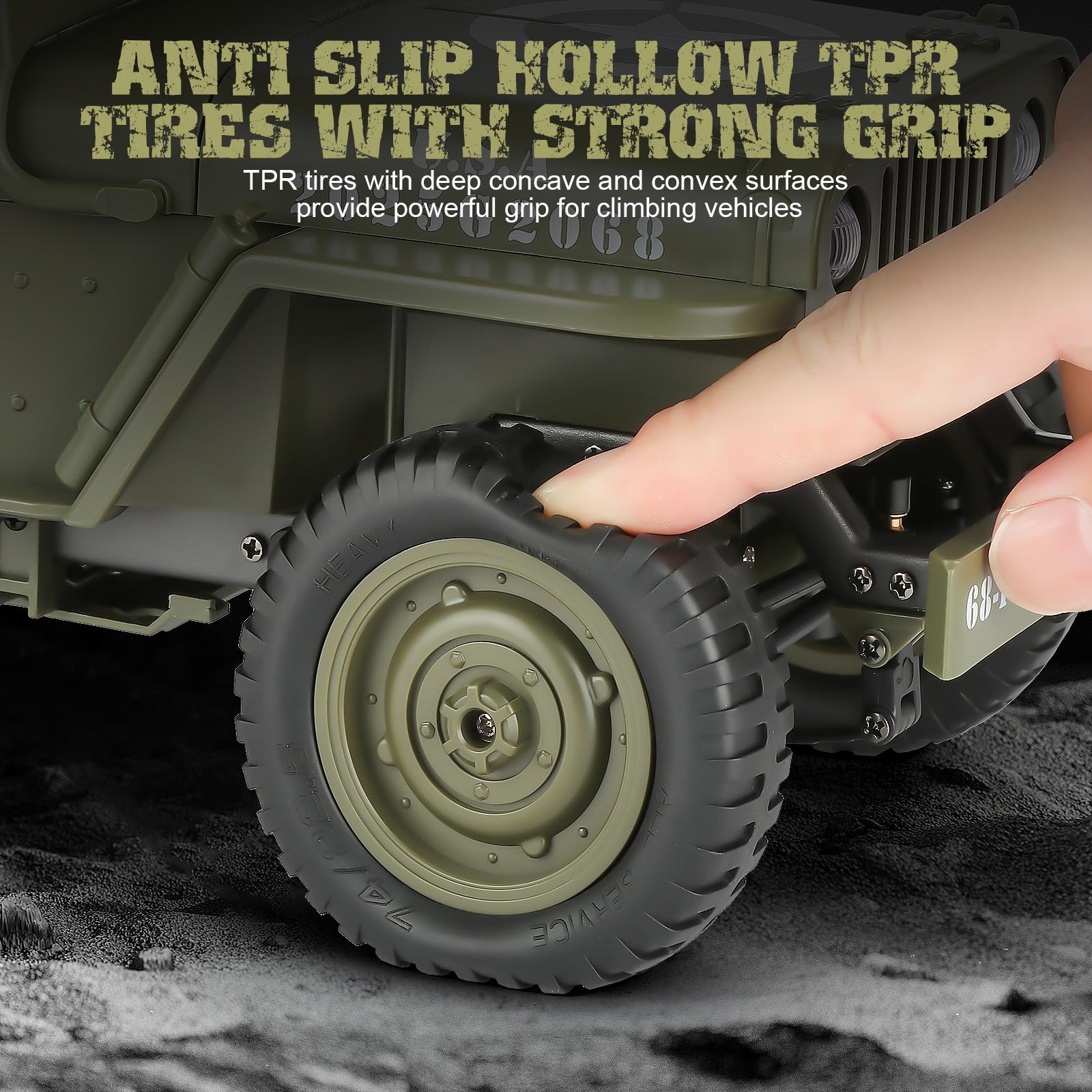Willys RC Off-Road Vehicle - 2 Batteries, Professional Full-Size Proportional Transmission, Alloy Chassis, Steering Linkage, Multi-Mode Lights, Optional Body Tarp & Electric Winch Compatibility (All-Terrain Outdoor Climbing Toy Car) Rc Model Car Remote Co