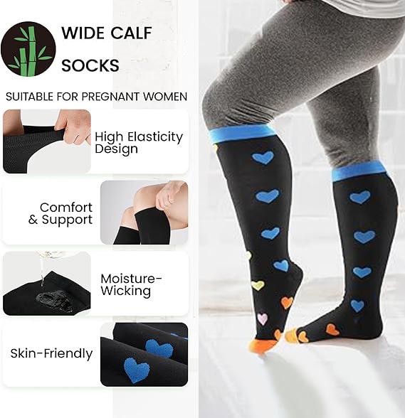 3 Pairs Wide Calf Socks for Women&Men Plus Size Large Support Stockings,Sports Socks Mixed Pattern Breathable Knee High Socks for Women & Men,Summer Sports Socks for Athletic,Soccer,Daily,Running