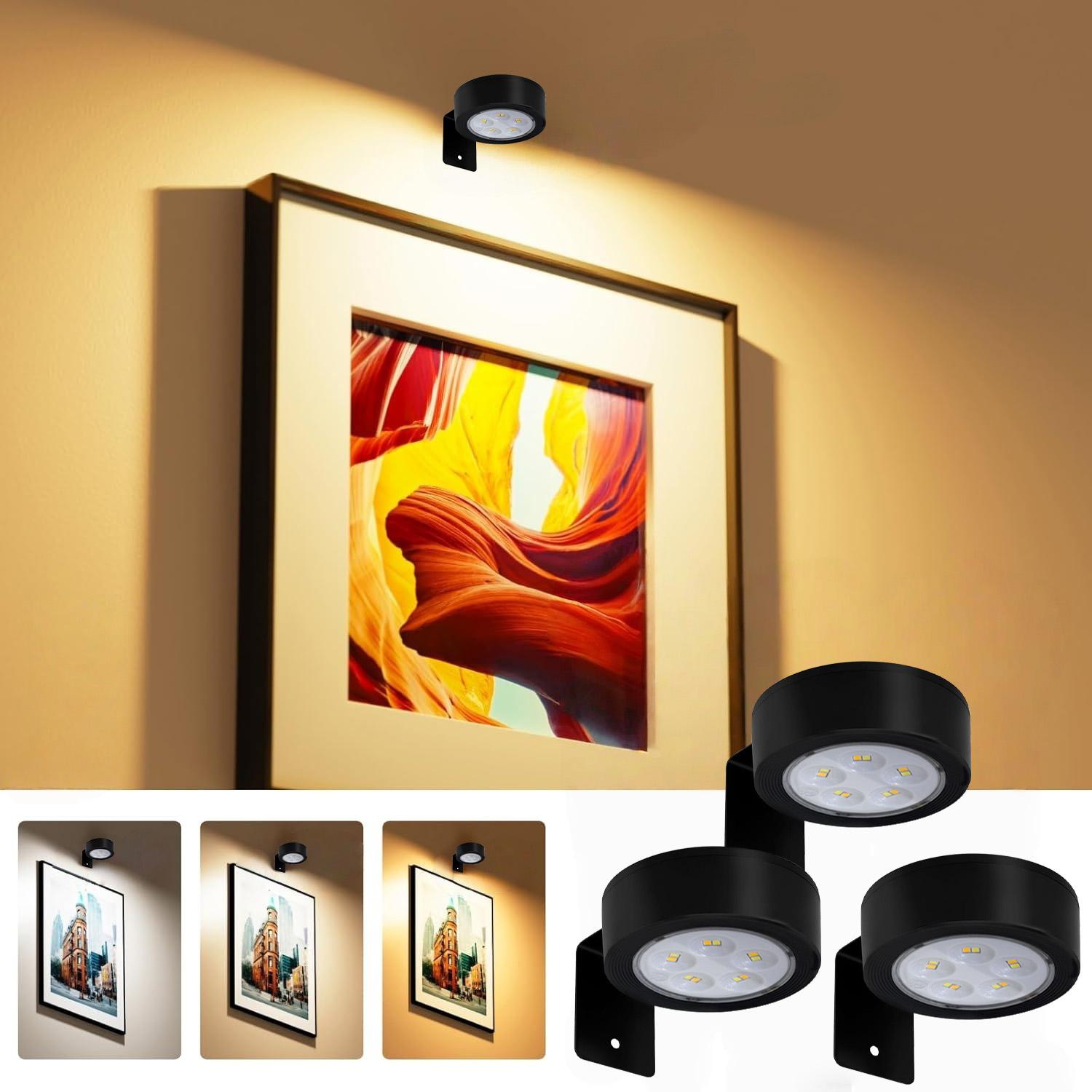 Wireless LED Dimmable Picture Light with Remote Control, Battery Powered Drawing Lamp, Timer Wall Color Changing Art Display, Adjustable Lighting