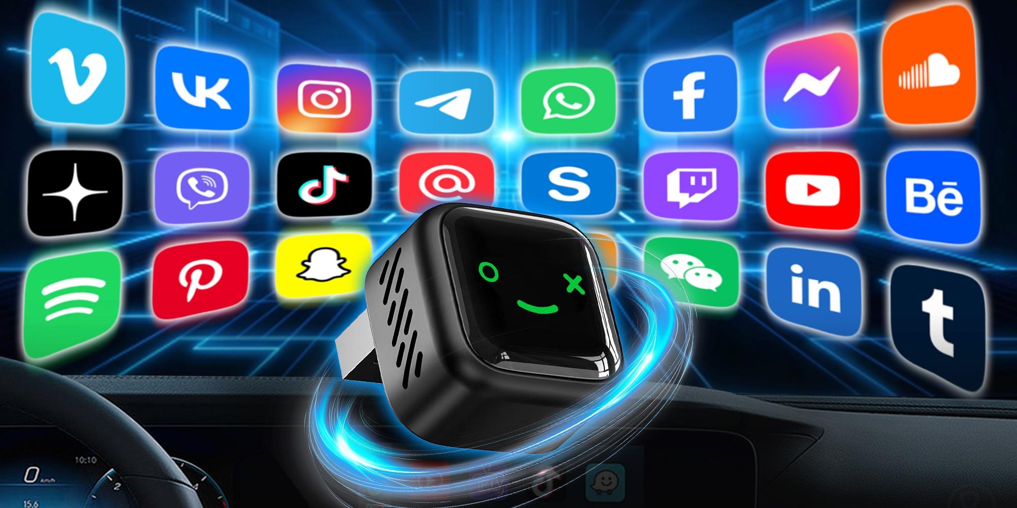 Wireless Carplay Adapter, Android Auto Wireless Adapter, Mini USB-C Adapter, Compatible with iPhone and Android, Hands-Free Calling/navigation, Carplay Dongle Connectivity