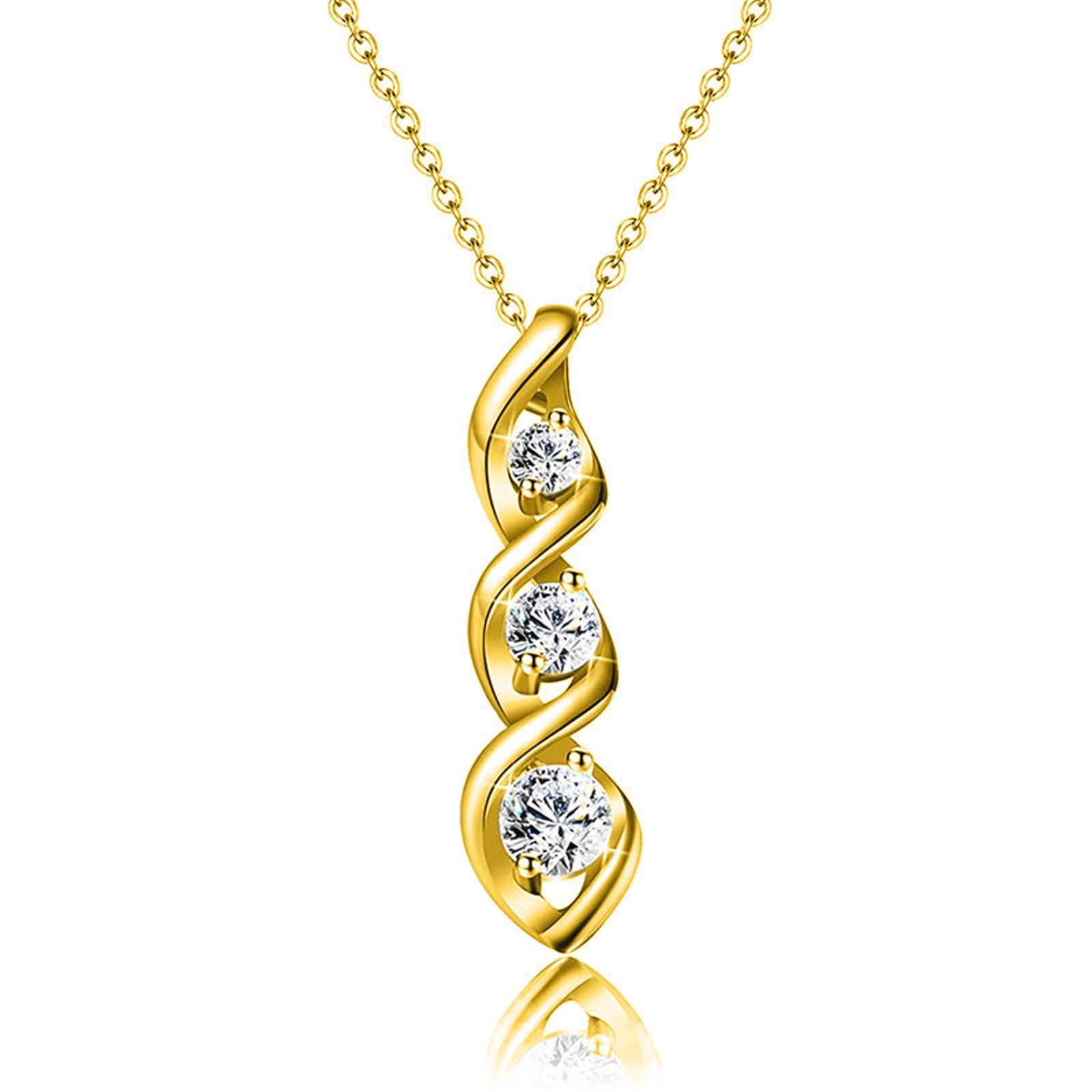 Creative zircon chemical molecule shape necklace classic spiral fashion accessories for girlfriend gifts suitable for parties and weddings