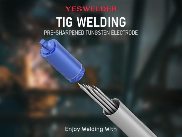 YESWELDER Pre-Sharpened TIG Welding Tungsten Electrode | 2% Lanthanated 1/16" 1/8" 3/32" x 7" (Blue, WL20/EWLa-2) 10-pk
